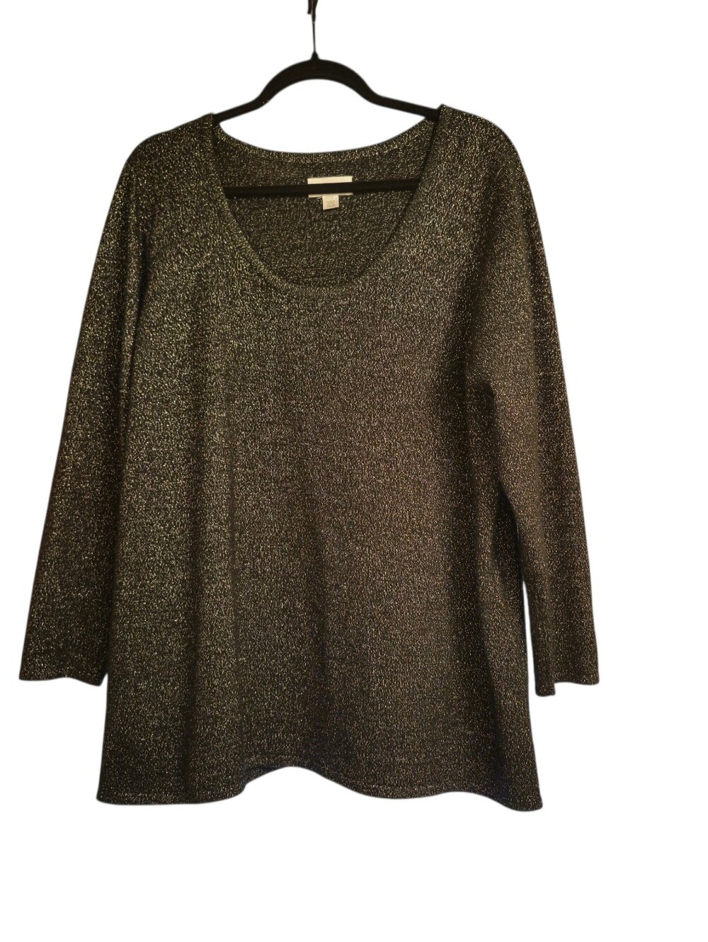 AVENUE PLUS SIZE BLACK METALLIC SCOOP NECK SWEATER SIZE 18/20